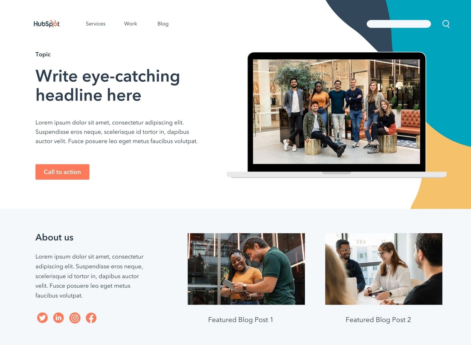 Clean HubSpot website template with a spacious marketing layout